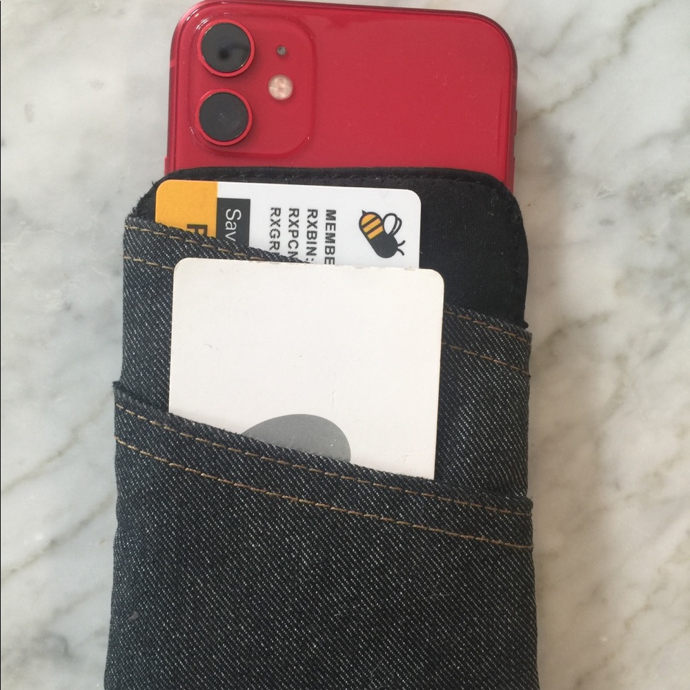 Crate & Barrel denim iphone accessory + card holder
